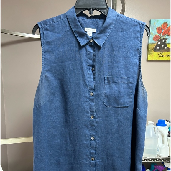 J. Jill Tops - J Jill ~ Linen Long sleeveless denim shirt